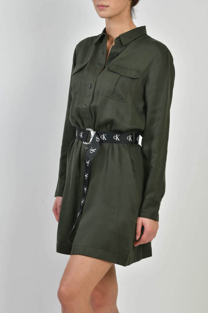 CALVIN KLEIN JEANS BELTED UTILITY SHIRT DRESS - Your Box Cy